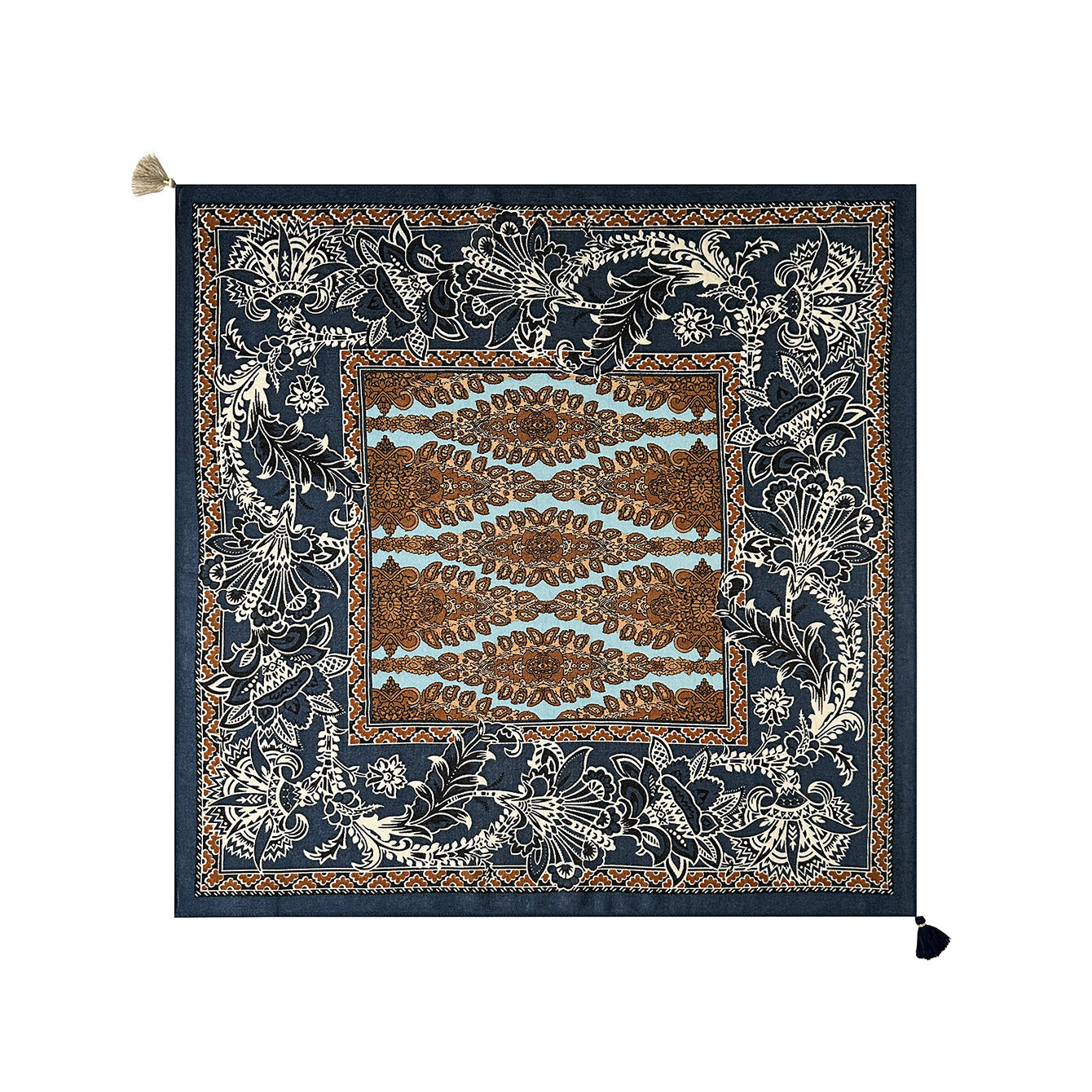 Retro Paisley Tassel Square Scarf MK2BK6W6HHS30