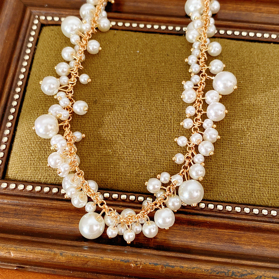Vintage Gold Plated Pearl Tassel Choker Necklace 6W6JNC960