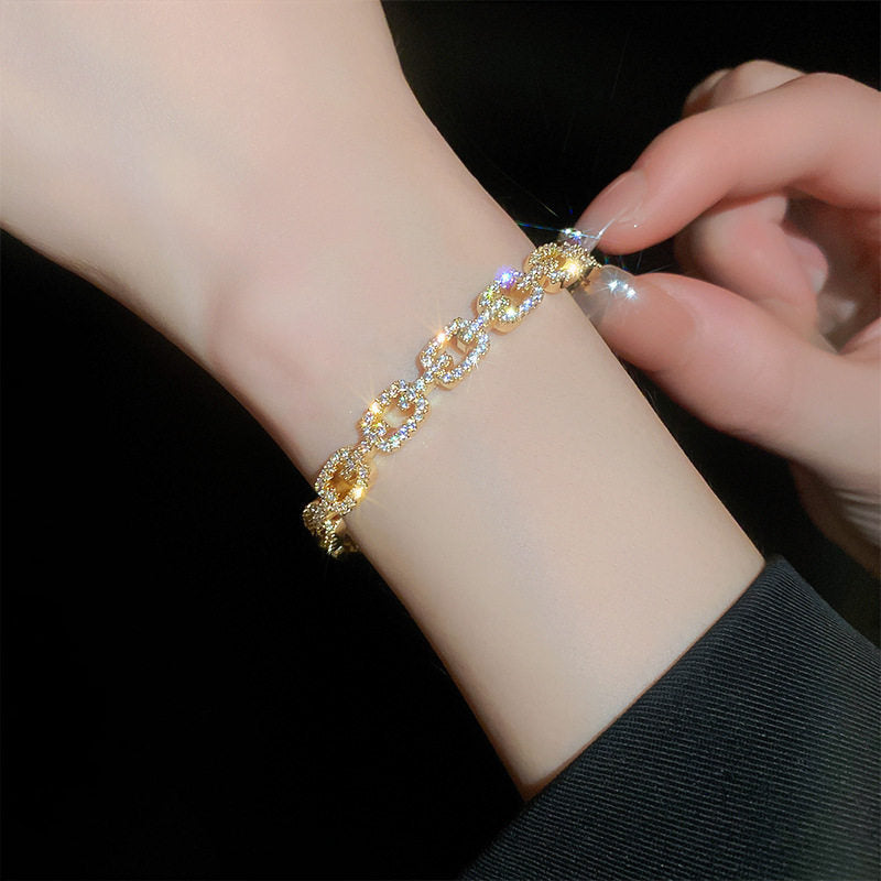 Elegant Gold Plated Rhinestone Bracelet 6W6JBR686