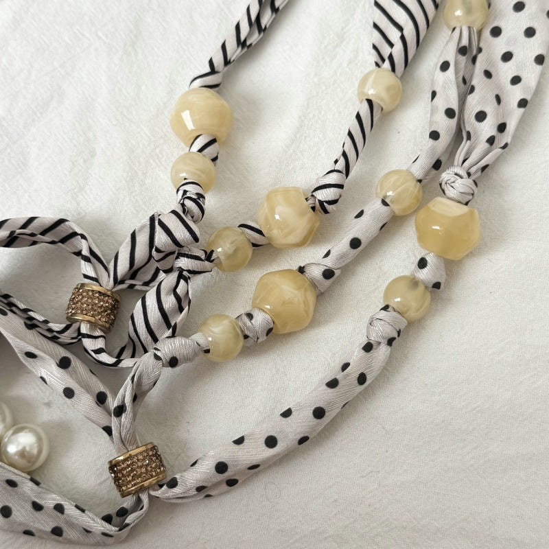 Minimalist Striped Beaded Adjustable Scarf Necklace MK2BW6W6JNC233