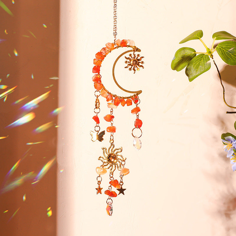 Colorful Stones Moon Wrap Tassel Hanging Suncatchers MK2CZAS6H7HLS68