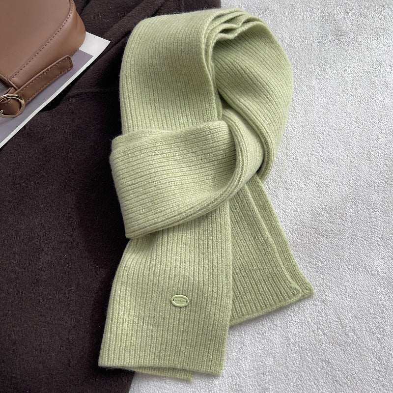 Solid Color Wool Blend Warm Knit Scarf 6W6NSC69