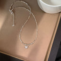 Stylish Cubic Zirconia Heart Pendant Choker Necklace 6W6JNC447