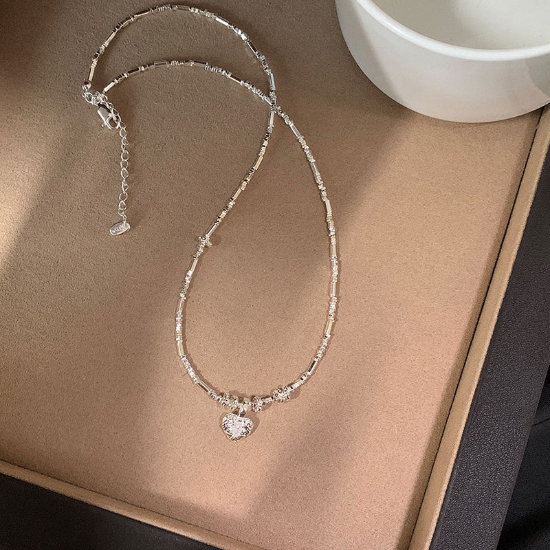 Stylish Cubic Zirconia Heart Pendant Choker Necklace 6W6JNC447