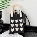 Cute Heart Print Knit Crossbody - DippedShop Wholesale - #5795
