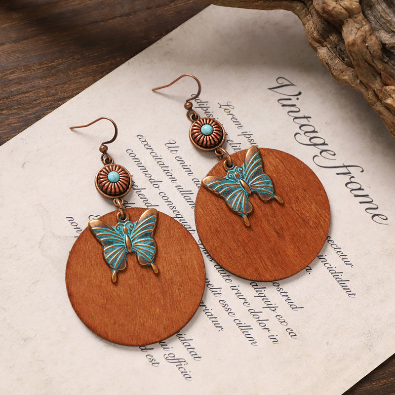Geometric Wooden Dangle Earrings - DippedShop Wholesale - #2723