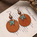 Geometric Wooden Dangle Earrings - DippedShop Wholesale - #5491