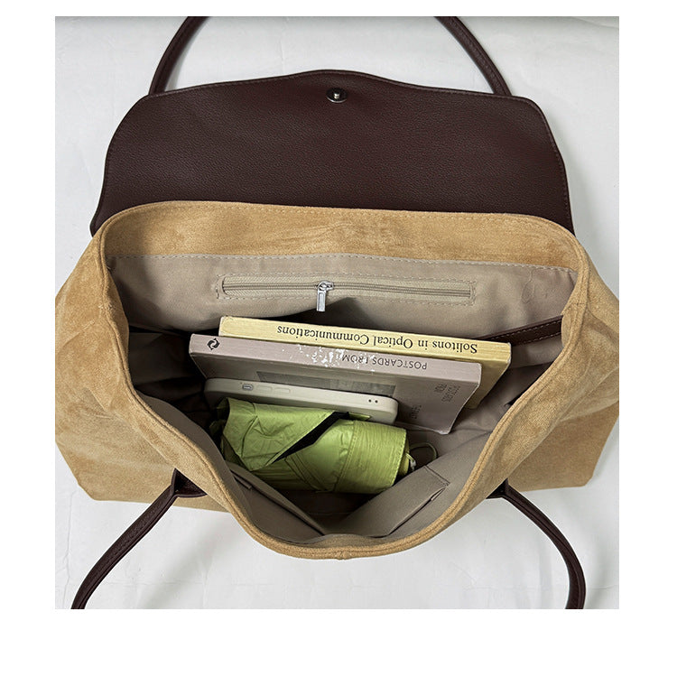 Minimalist Color Contrast Large Capacity Shoulder Bag 6W10BBG2412