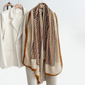 Color Block Plaid Silk Scarf - DippedShop Wholesale - #6035