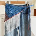 Color Block Cashew Print Tassel Hip Cover 6W6NSI201