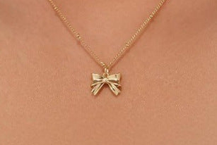 Fashion Bow Knot Gold Plated Chain Necklace 6W6JNC403L