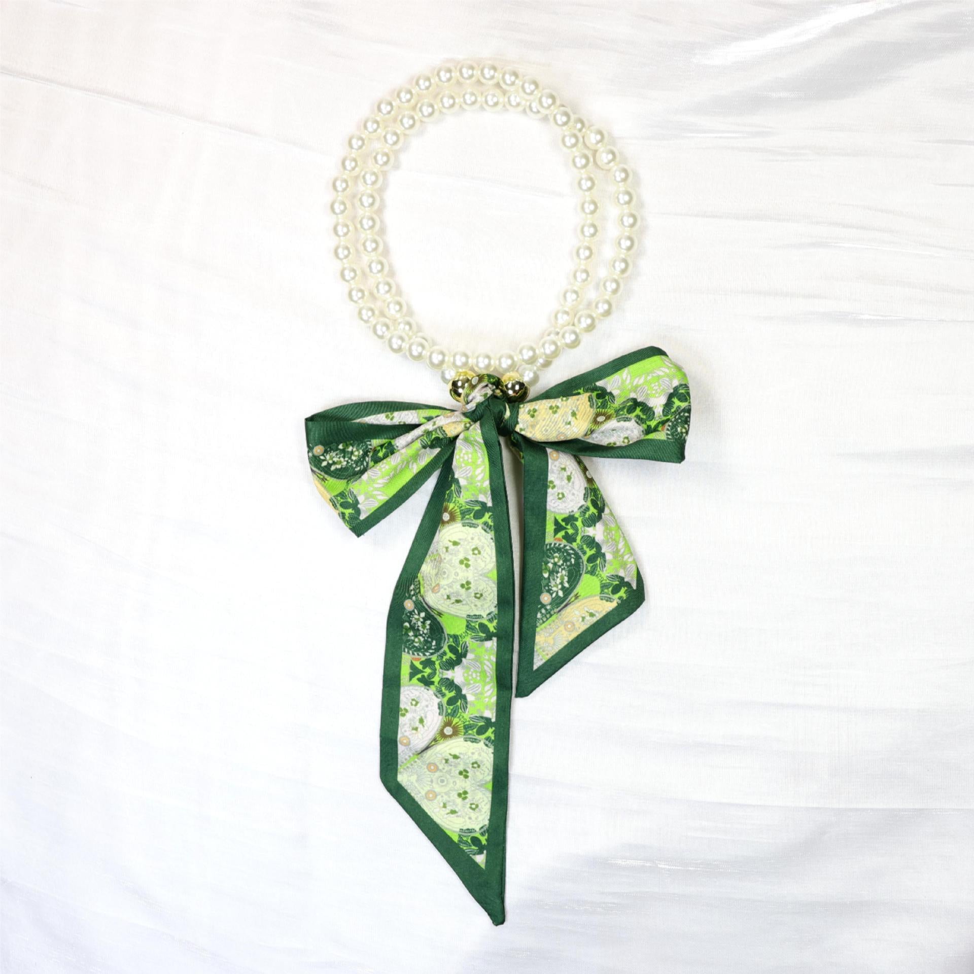 Elegant Floral Print Pearl Scarf Skinny Heanband MK2BW6W6HBD121
