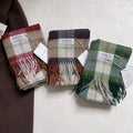Vintgae Plaid Cashmere-Feel Taseel Warm Scarf 6W6NSC66