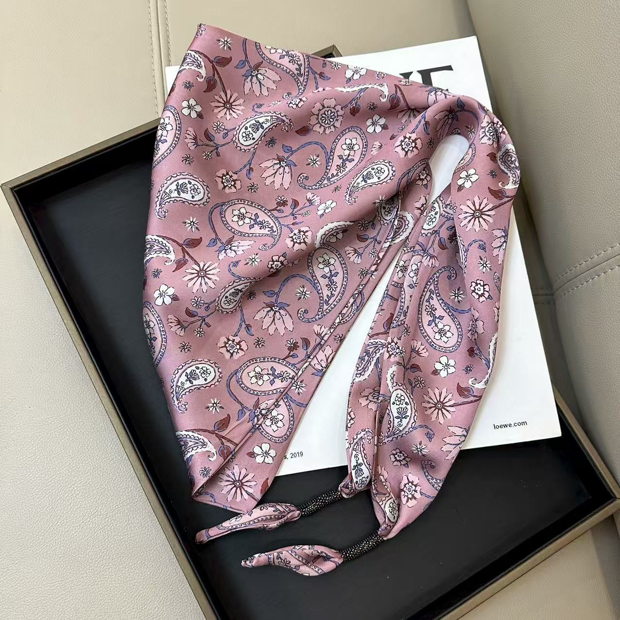 Chic Cashew Print Triangle Silk Scarf 6W6NSI242