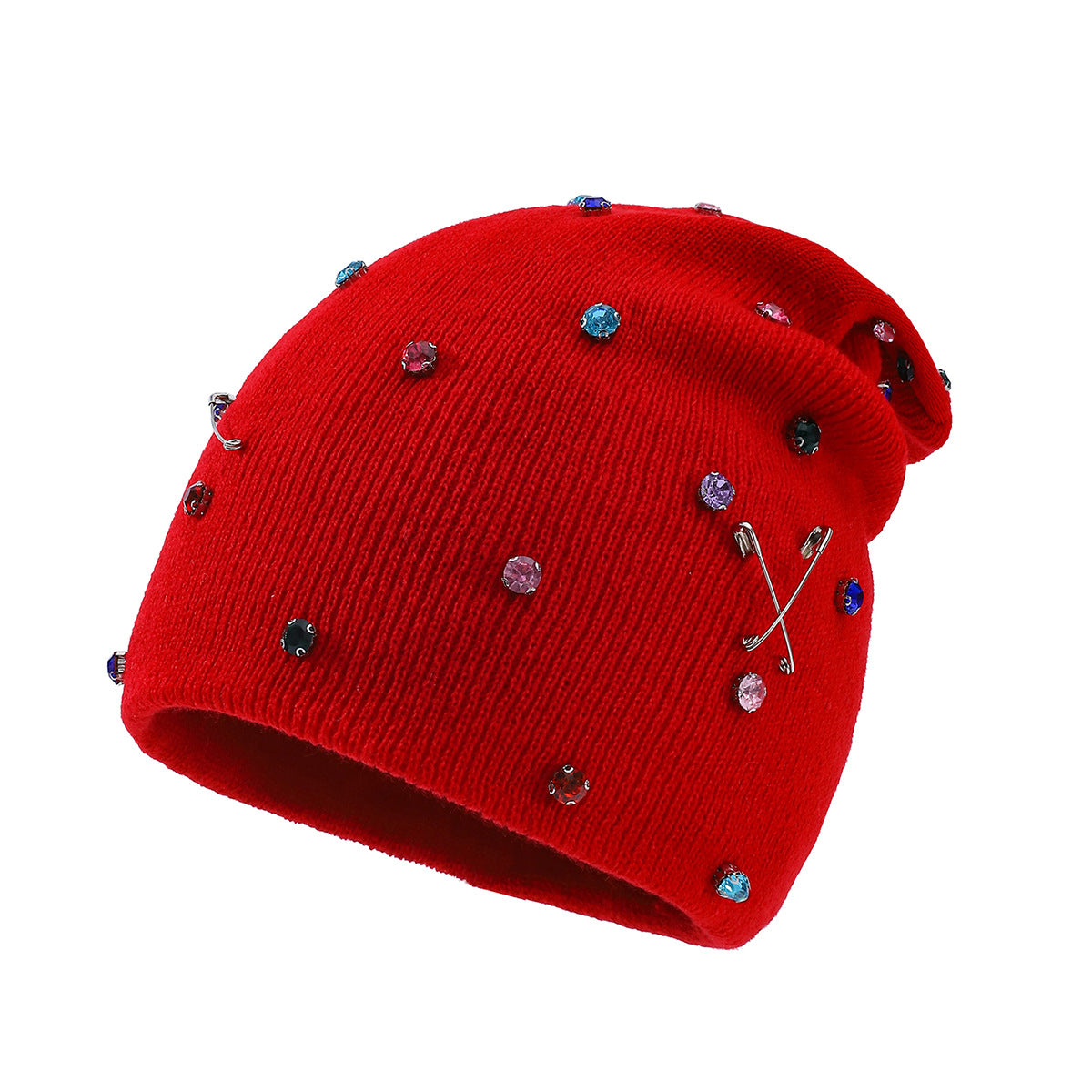 Rhinestone Slouchy Knit Beanie - DippedShop Wholesale - #7891