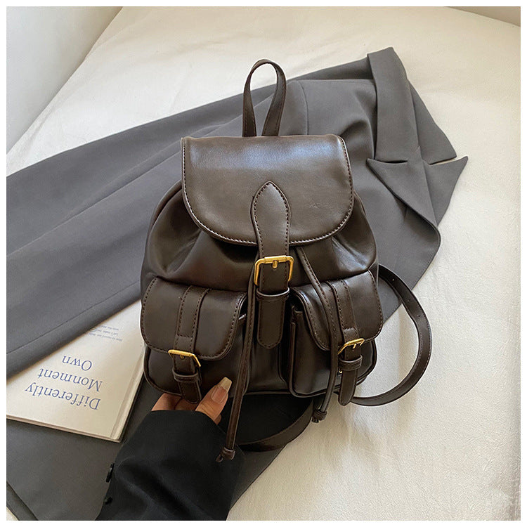 Vintage PU Flap Drawstring Backpack 6S10BBG1457