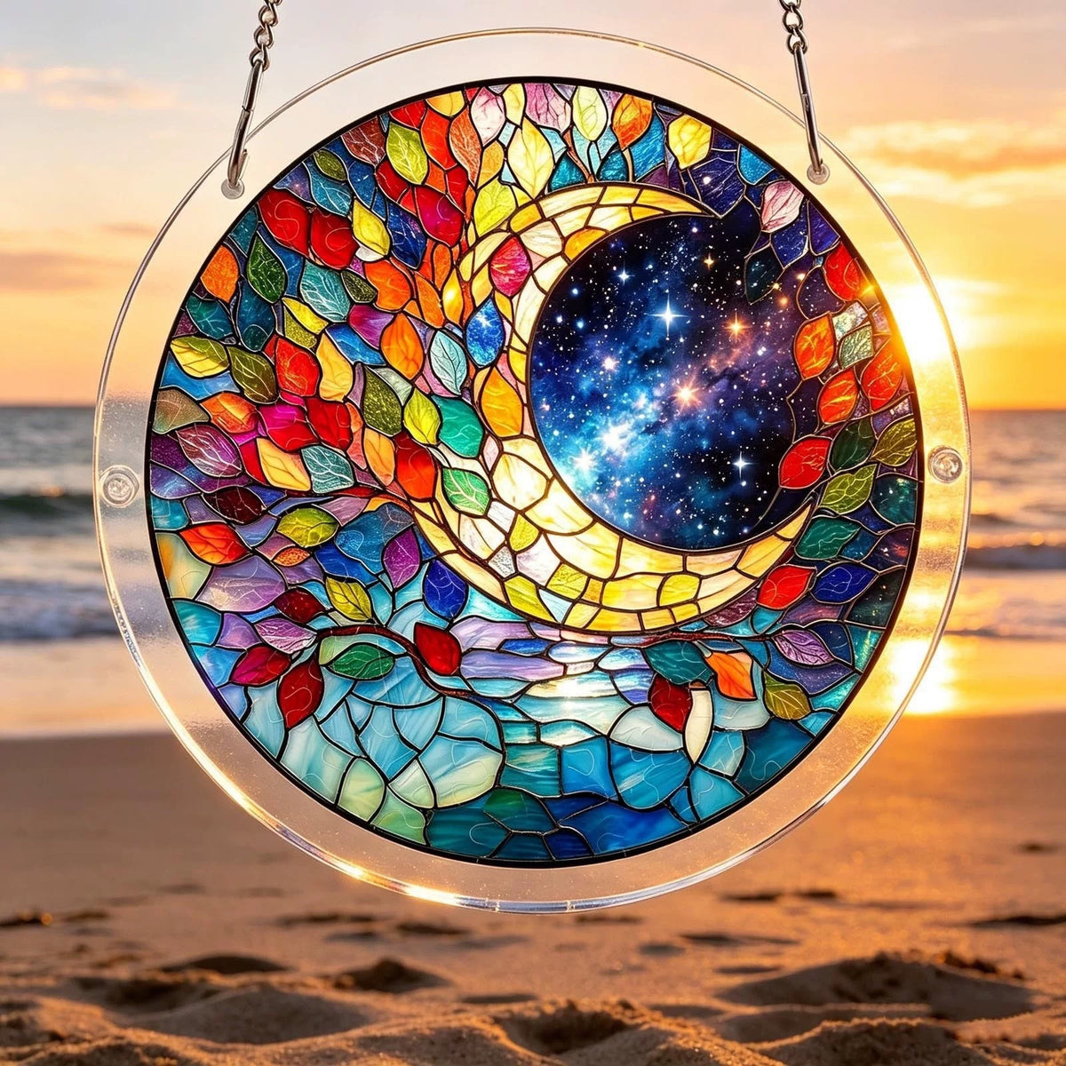 Colorful Stained Glass Style Puzzle Acrylic Suncatcher 6H7HLS181