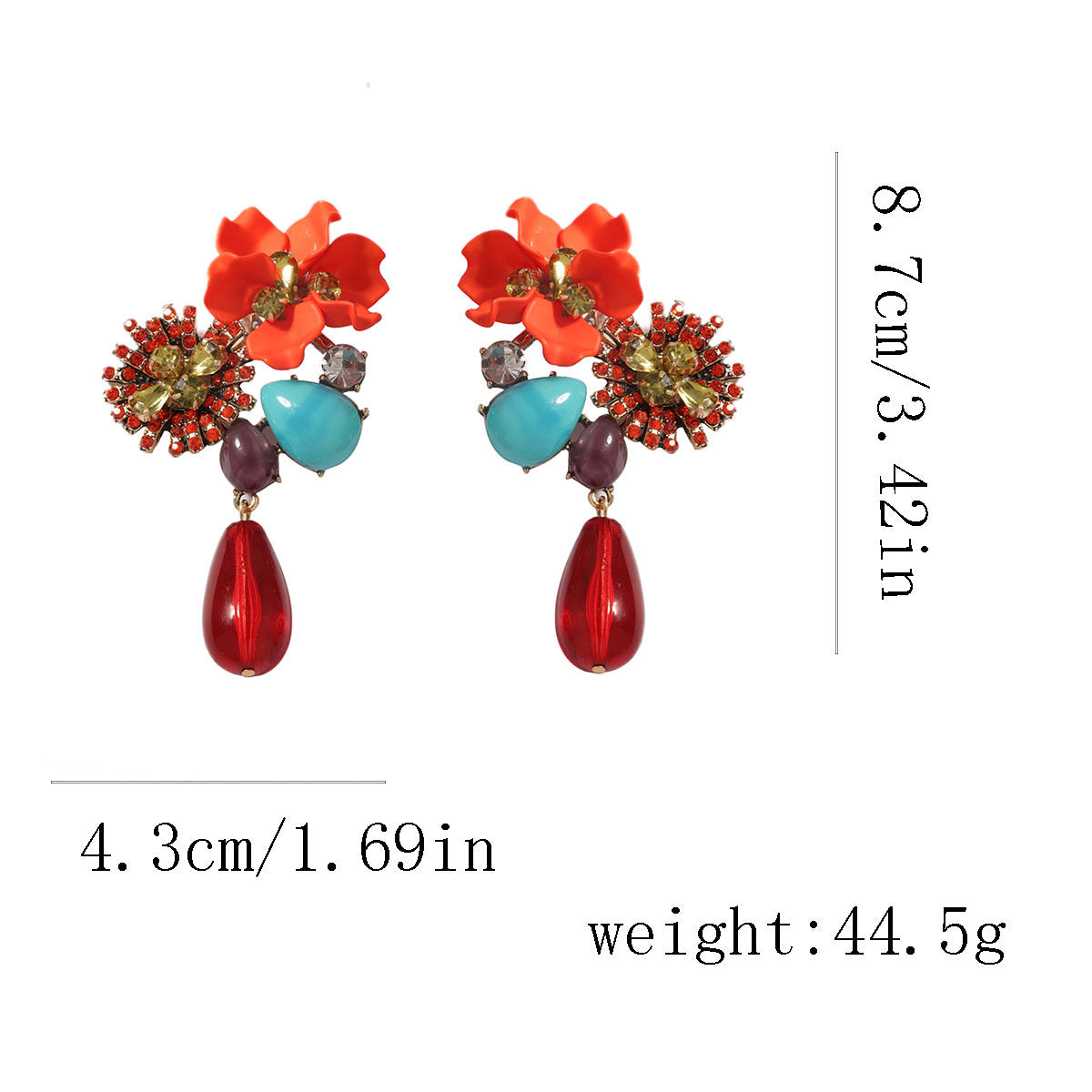 Resin Flower Teardrop Earrings - DippedShop Wholesale - #9475