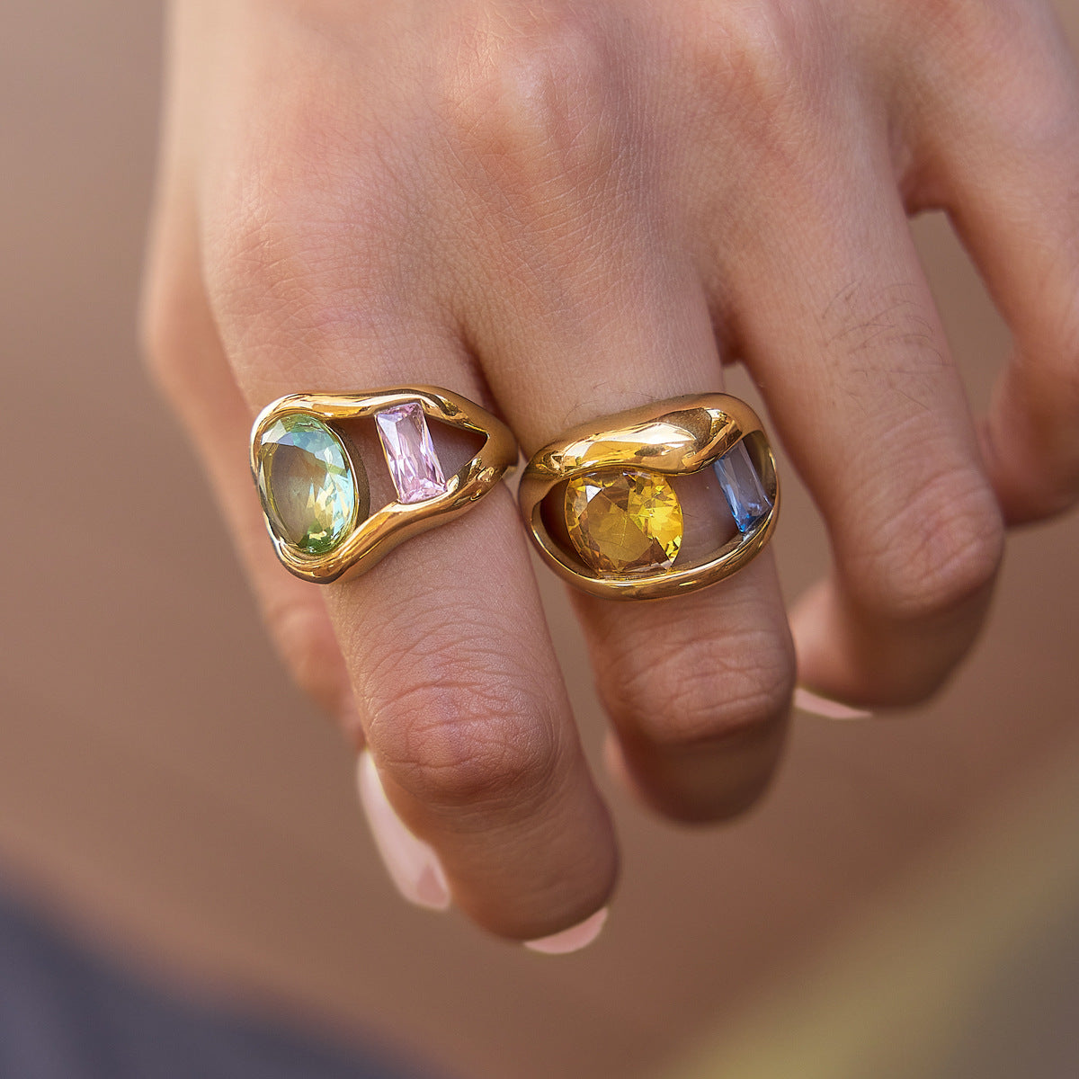 Gold Plated Zircon Open Ring - DippedShop Wholesale - #0611