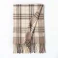 Minimalist Plaid Tassel Imitation Cashmere Scarf 6W6NSW292