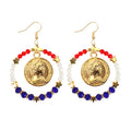 Retro Star Pendant Beaded Chain Frame Earring 8ZA6JER304L