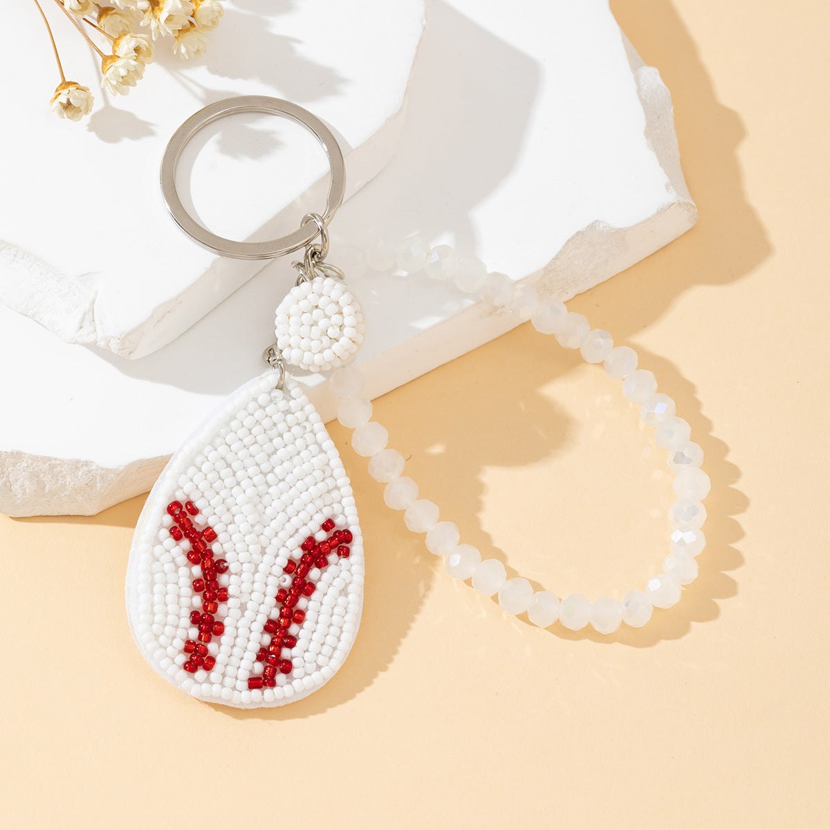 Beaded Baseball Pendant Keychain - DippedShop Wholesale - #7907