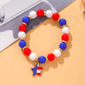 Stylish USA Flag Heart Pendants Beaded Bracelets 8ZA6JBR131T