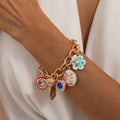 Stylish Gold Plated Heart Floral Pendant Bracelets 6W6JBR637