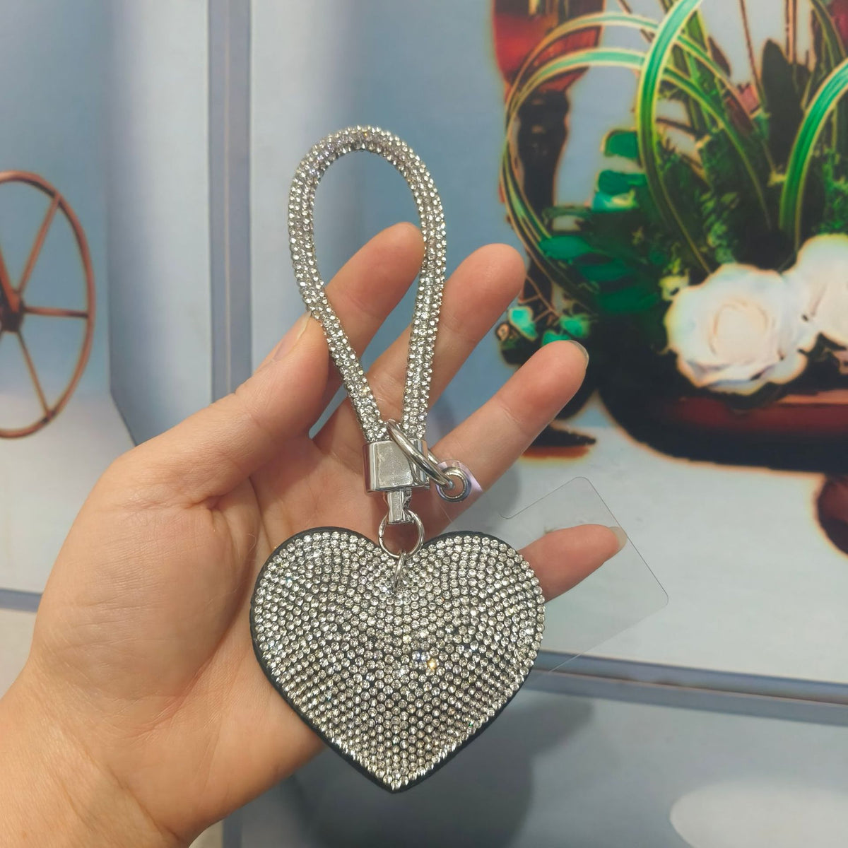 Rhinestone Heart Bag Charm - DippedShop Wholesale - #4003