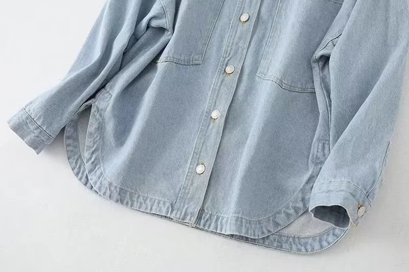 Casual Washed Denim Shirt - DippedShop Wholesale - #3811