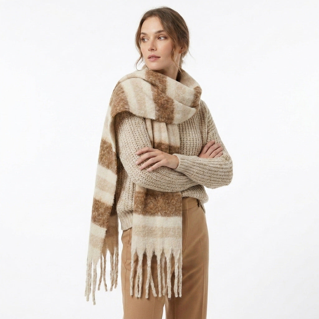 Plush Color Block Scarf - DippedShop Wholesale - #7907