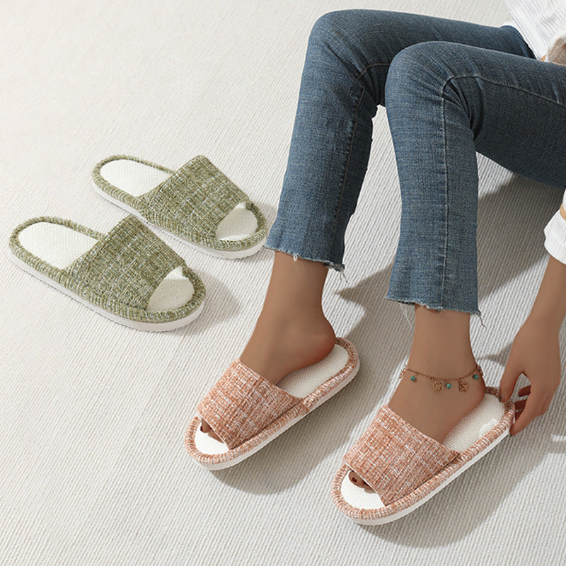 Linen Open Toe Slippers - DippedShop Wholesale - #1139