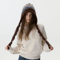 Vintage Windproof Warm Braided Tassel Knit Beanie 6W6HAT521