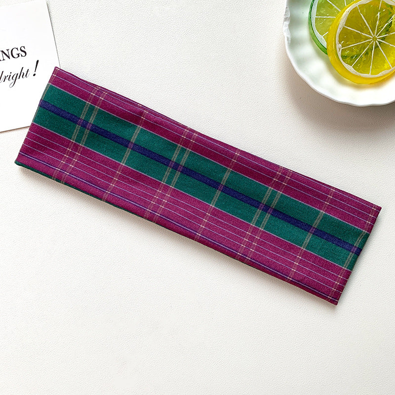 Retro Plaid Elastic Headband - DippedShop Wholesale - #4707