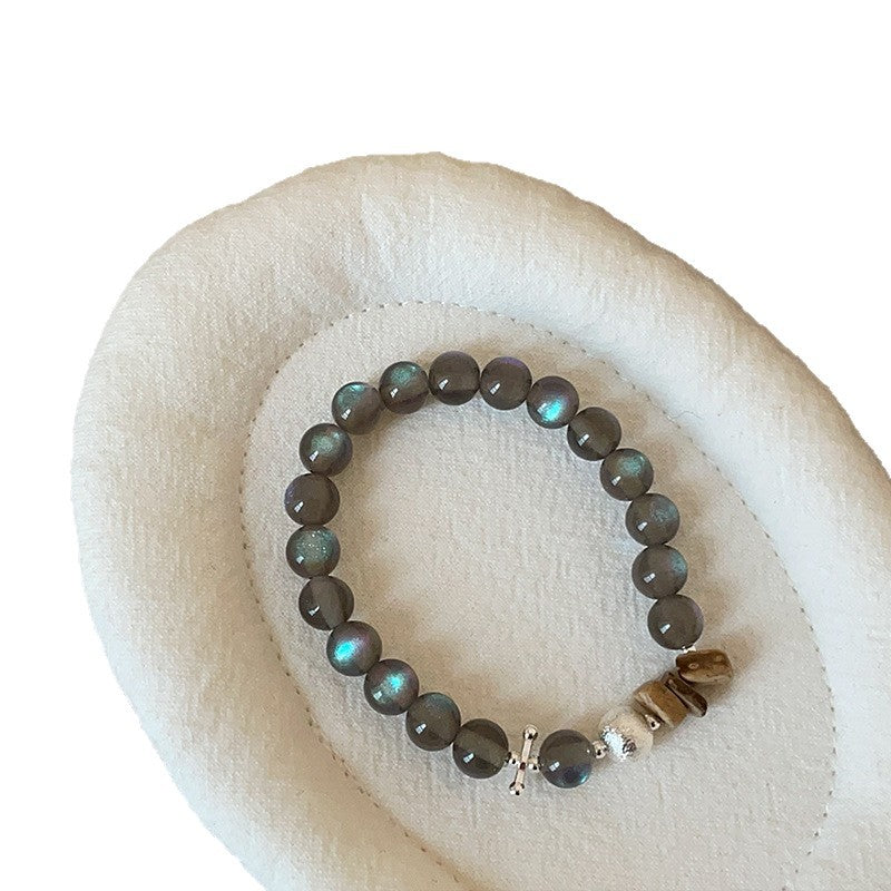 Minimalist Cat's Eye Stone Beaded Stretch Bracelet 6W6JBR343