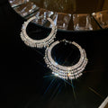 Trendy Sparkly Rhinestone C-Shaped Hoop Earrings 6W6JER726