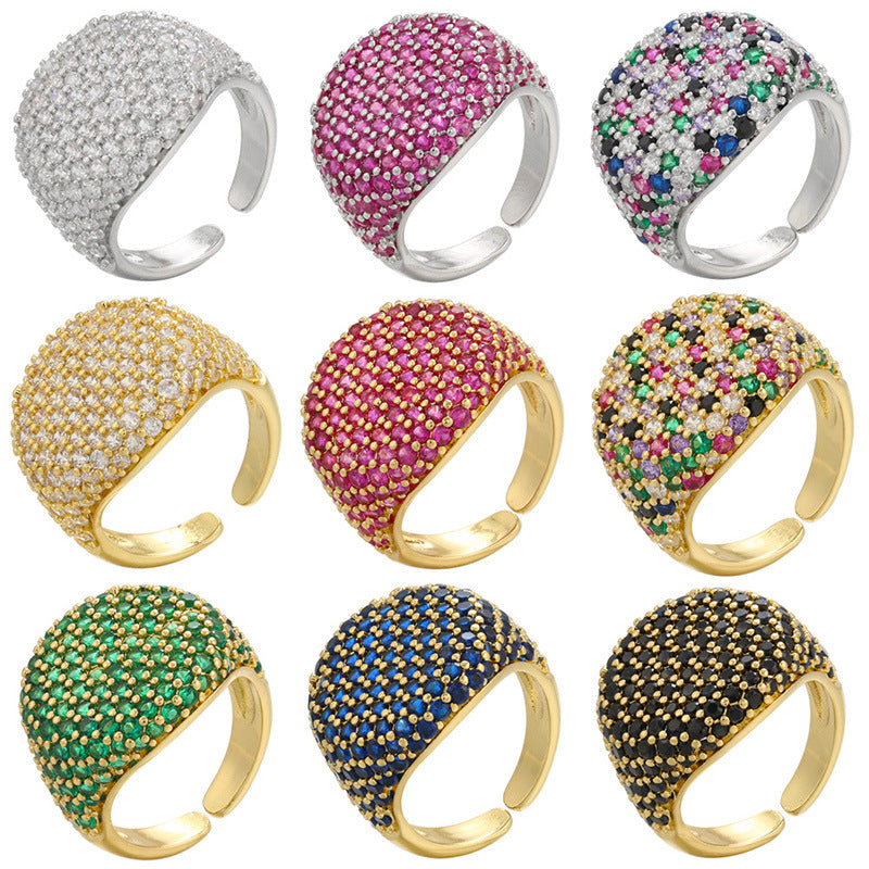 Colorful Sparkly Rhinestone Open Adjustable Ring 6W6JRG295