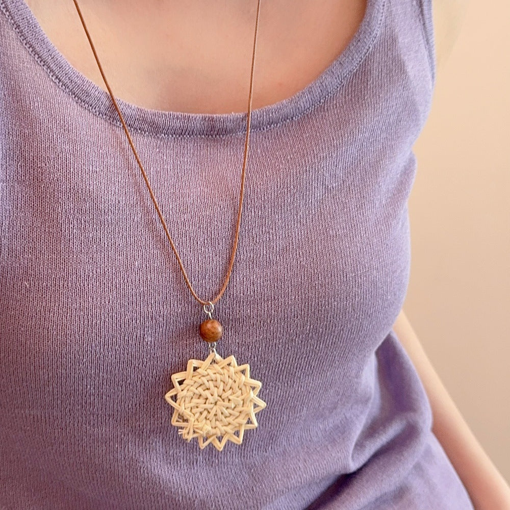 Vintage Straw Pendant Necklace - DippedShop Wholesale - #0307