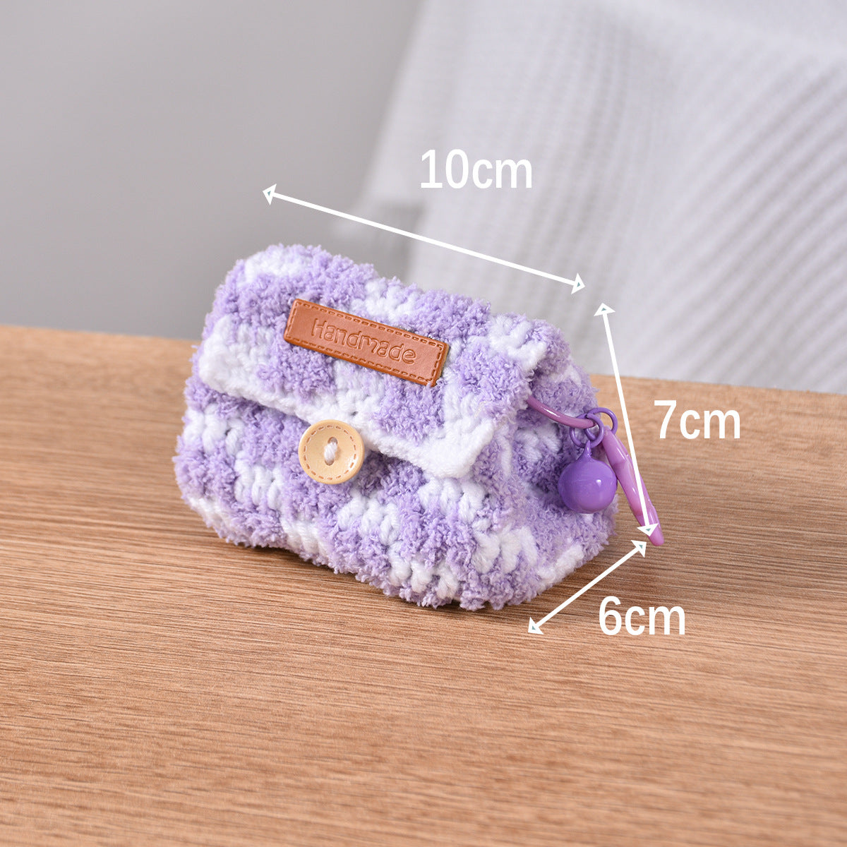 Cute Crochet Color Block Mini Coin Earbud Case 6S10BWB112