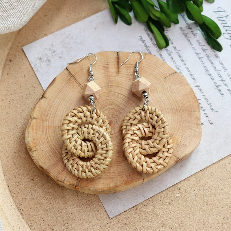 Boho Rattan Drop Dangle Earrings - DippedShop Wholesale - #9043