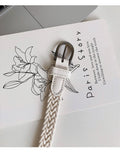 Casual Braided Woven Skinny Leather Belt 6W6JBT162
