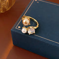 French Cubic Zirconia Pearl Irrregular Open Ring 6W6JRG369