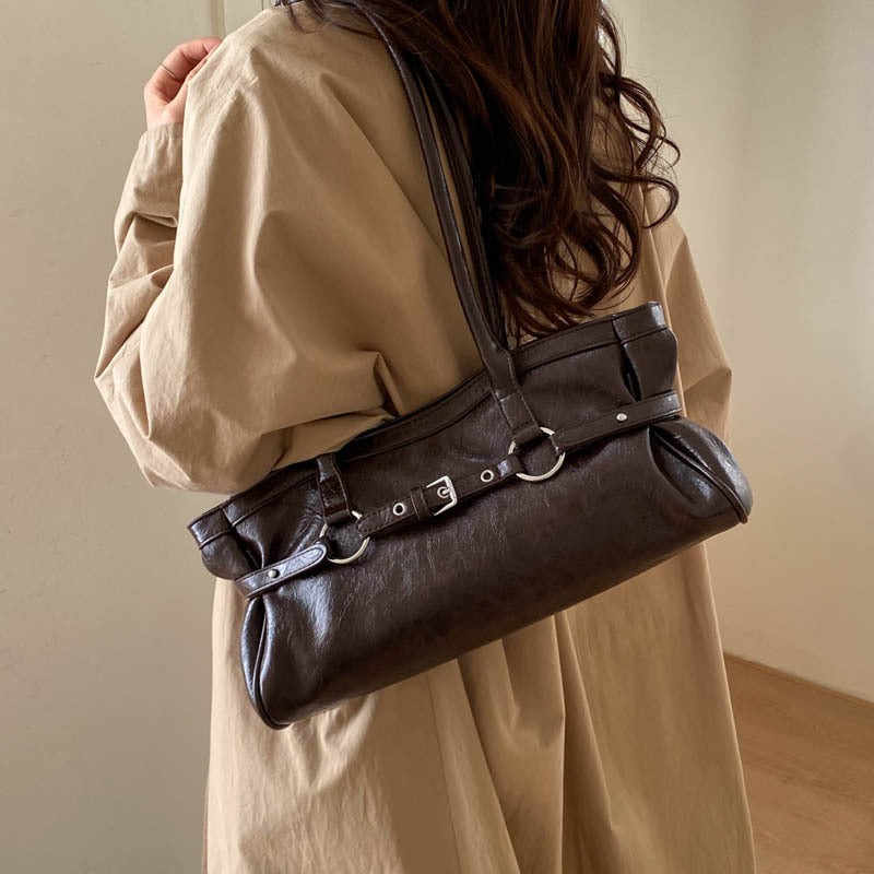 Retro Belted Buckle PU Tote - DippedShop Wholesale - #0883