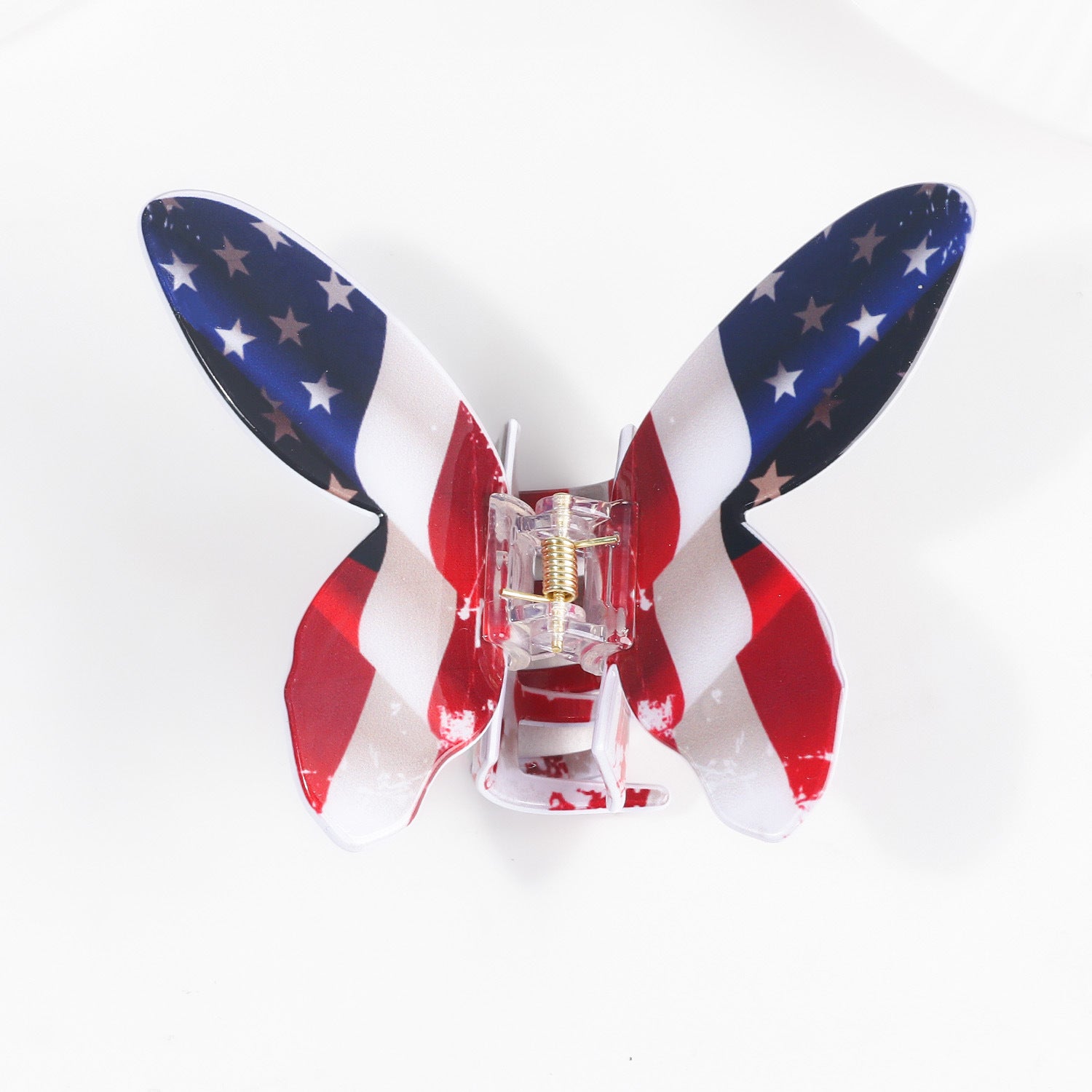 Vintage Star USA Flag Print Butterfly Hair Clip 8AS6HCP63T