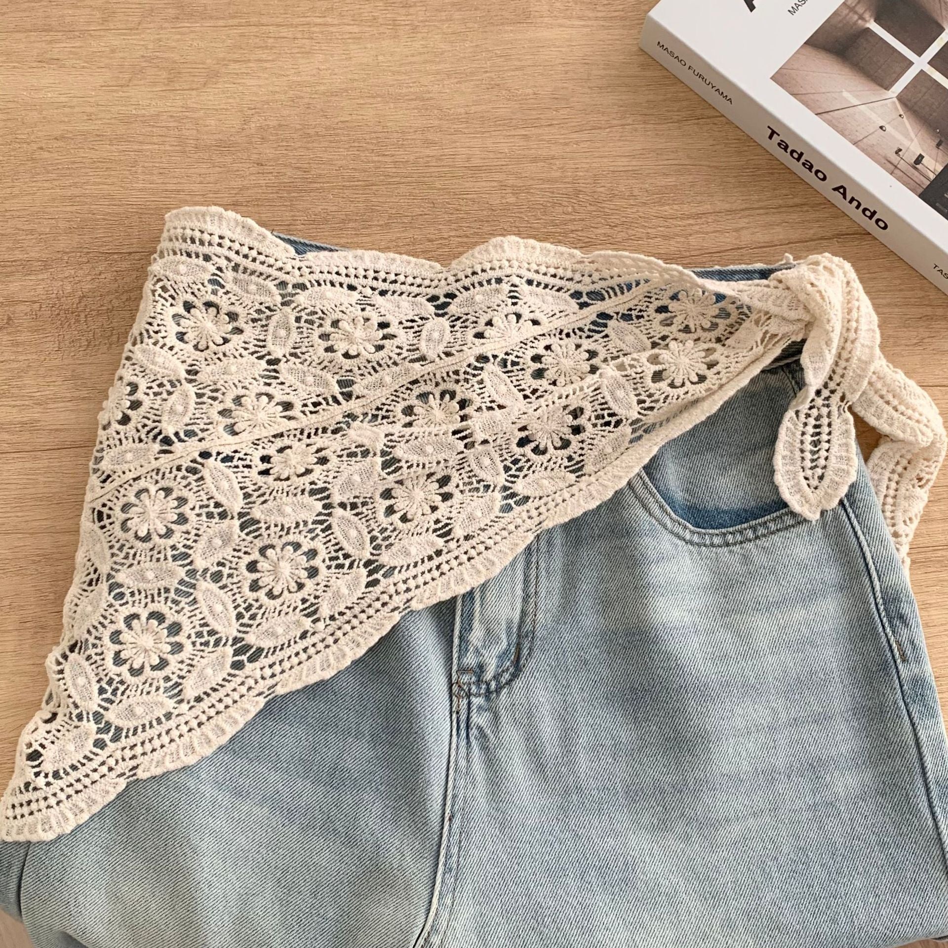Floral Crochet Hollow Out Headscarf Triangle Shawl MK2BK6W6HHS31