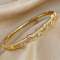 Trendy Cubic Zirconia Gold Plated Bangle Bracelet 6W6JBR615
