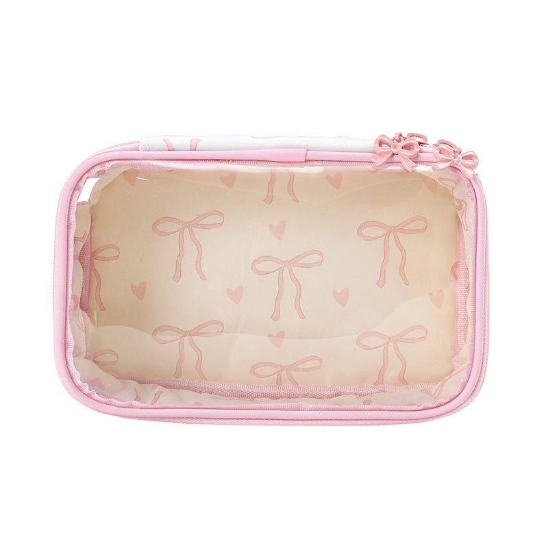 Cute Waterproof Bowknot Clear PVC Makeup Bag 6S5CO199