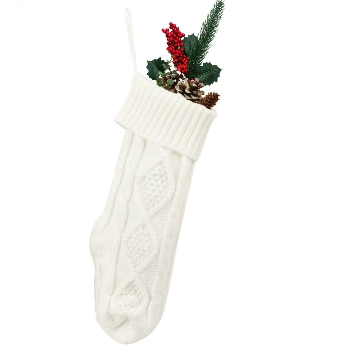 Christmas Cable Knit Stocking Hanging Gift Pouch 6W8FSO896