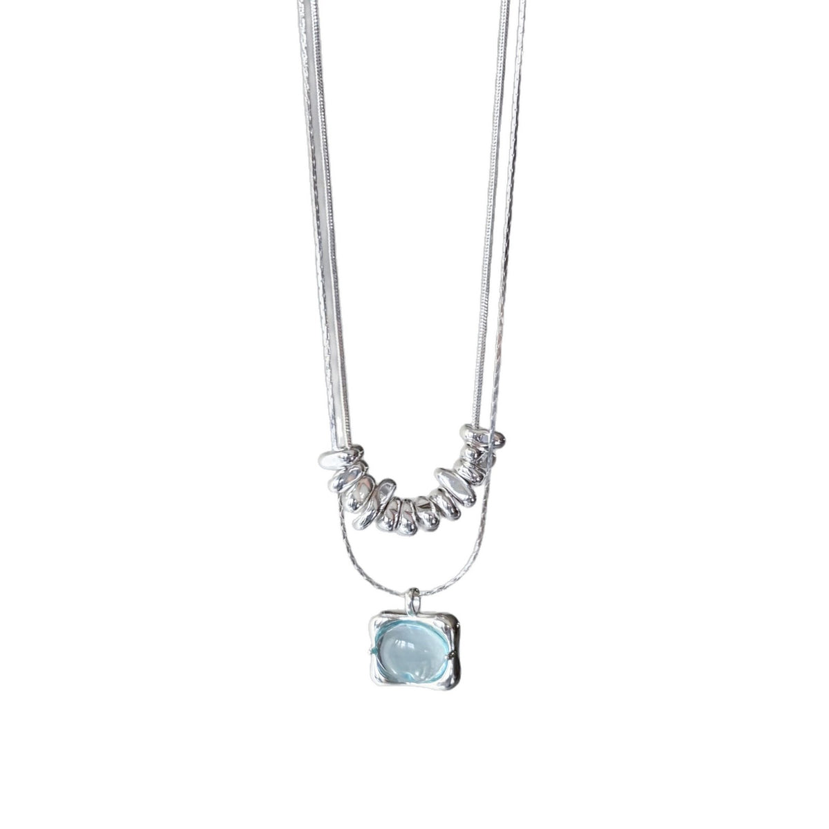 Fresh Crystal Square Pendant Choker Necklace 6W6JNC1058