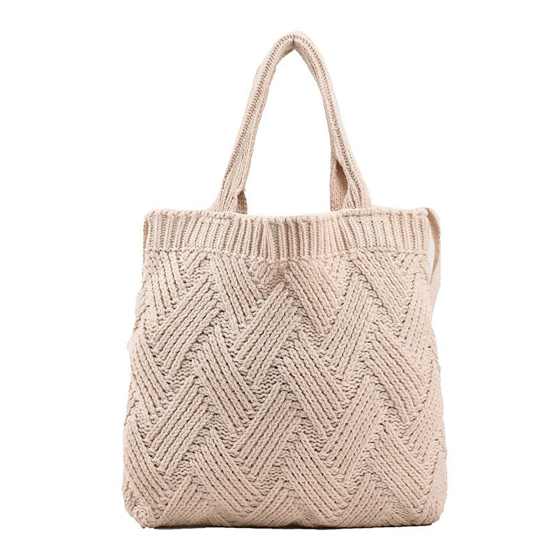 Vintage Solid Color Simple Handbag Knit Tote Bag DPB1602